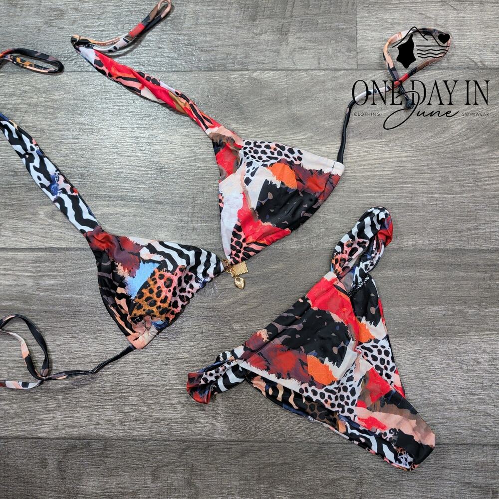 Aleumdr Adjustable Triangle Brailian Bikini Swimsuit Size XXS